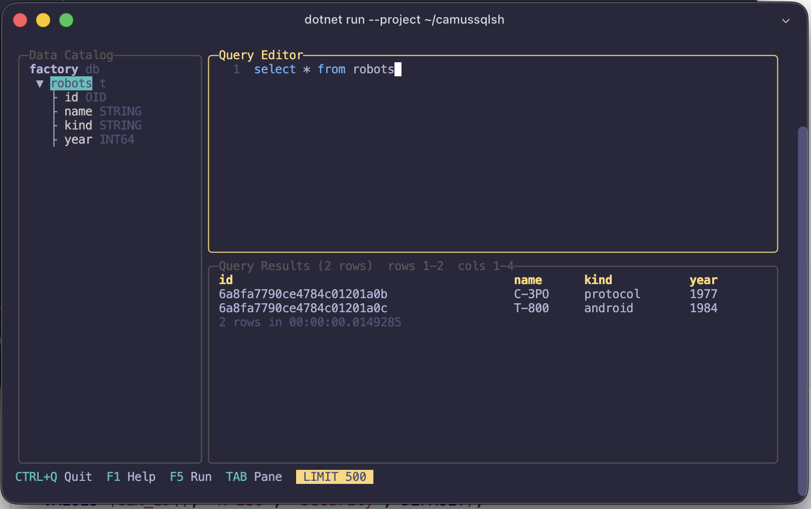 camus-cli full-screen TUI